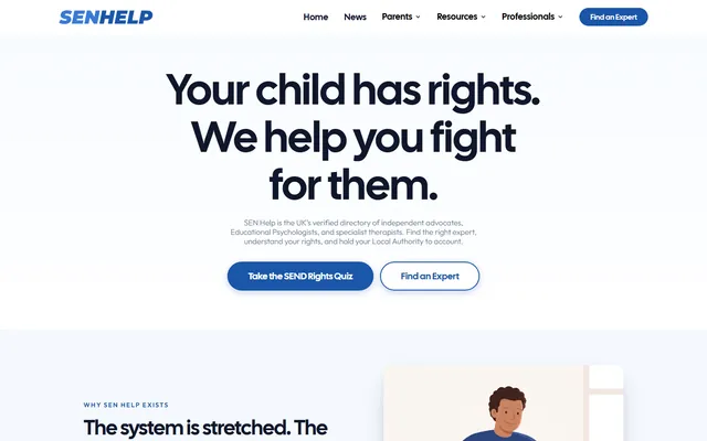 The sen.help home page